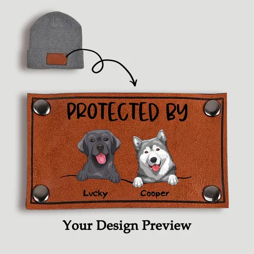 Vista 2 de Gossby Gorro de bebé personalizado con parche de cuero vegano para niño y niña, protegido por - Regalo personalizado para recién nacido, niño