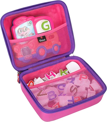 Vista 2 de Estuche de transporte de almacenamiento compatible con el juego de letras magnéticas Leapfrog Fridge Phonics, rosa, solo funda