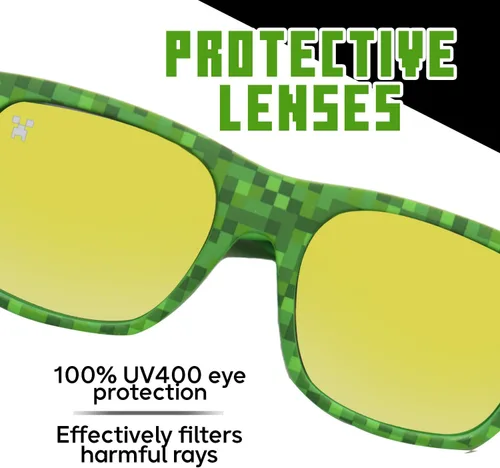 Vista 3 de Sun-Staches Gafas de sol Minecraft de Arkaid Elegantes, cómodas y duraderas con protección UV para niños con funda de transporte suave, regalos
