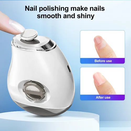 Vista 6 de Electric Nail Clipper with LED Light & 3 Speeds, Fingernail Cutter and Polisher 2 in 1 Design, Nail Scraps Storage Rechargeable Safety Fingernail
