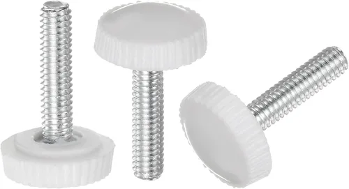 Vista 6 de uxcell 20 pomos moleteados de rosca métrica macho M4 x 0.236 in, pomos de sujeción de tornillo de pulgar, mango de plástico con perno roscado