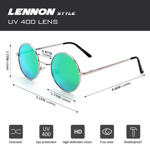 Vista 3 de CGID Gafas de sol unisex polarizadas redondas E01 Lennon