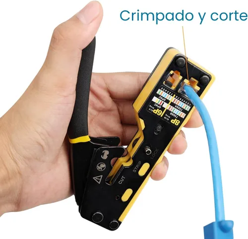 Vista 4 de Kit de herramientas de engaste RJ45 Solsop para paso de Ethernet, crimpadora CAT5 Cat5e Cat6
