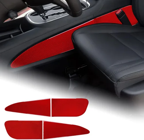 Vista 13 de AIRSPEED Cubierta de panel de palanca de cambios de fibra de carbono, calcomanía para consola central interior para Dodge Durango 2018 2019 2020