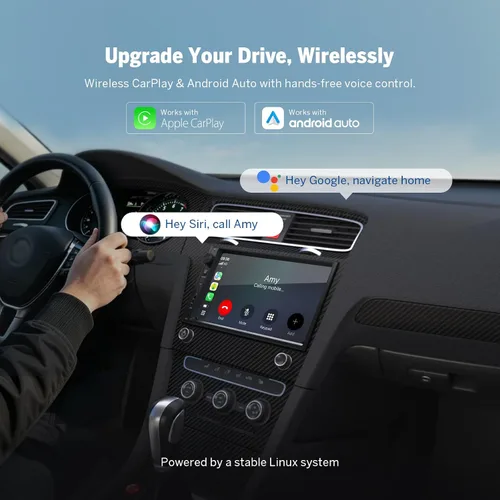 Vista 5 de EONON - Estéreo de coche de 7'' de doble DIN, inalámbrico CarPlay y Android Auto, receptores de audio para coche con cámara de respaldo AHD, DSP