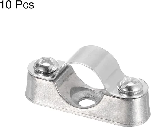 Vista 3 de UXCELL Paquete de 10 soportes de tubo - Abrazaderas para tubos de metal de 0.630 in de diámetro exterior, soportes de pared y techo
