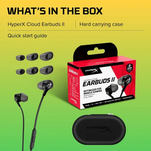 Vista 8 de HyperX Cloud Earbuds II – Controladores de 14mm, cuatro almohadillas, estuche de transporte de carcasa dura, enchufe de perfil bajo de 90°, enchufe