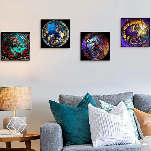 Vista 4 de KICHANG 4 paquetes de pintura por números para adultos, pintura al óleo acrílica de animales por números sobre lienzo, kits de pintura para adultos