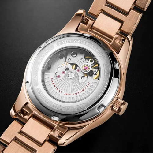 Vista 5 de TEINTOP Carnival Reloj mecánico automático para mujer con correa de acero inoxidable