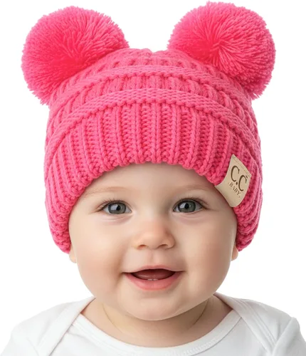 Vista 45 de Funky Junque Gorro de invierno con doble pompón para bebé de 0 a 12 meses, bonito gorro de punto acogedor para clima frío Patrón de tejido