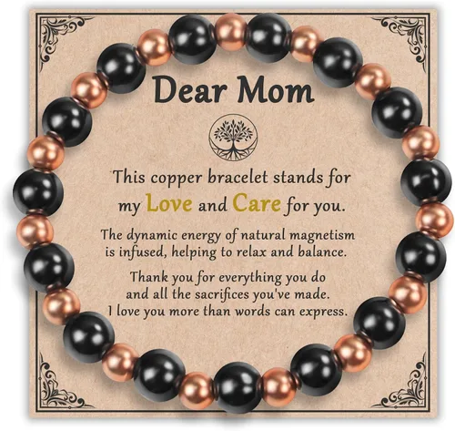 Vista 12 de PEALICIOUS Pulsera de cobre para mujeres y hombres con cuentas magnéticas