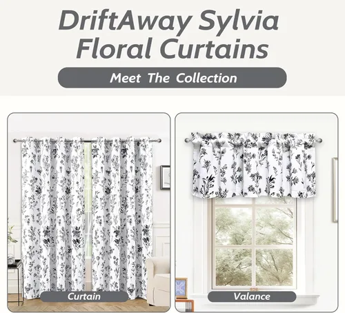 Vista 7 de DriftAway Sylvia - Cortina opaca con aislamiento térmico y estampado de acuarela, con estampado de hierbas botánicas florales, bolsillo para barra