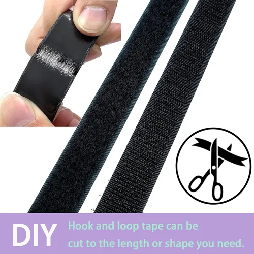 Vista 2 de 1 pulgada x 33 pies de cinta adhesiva de gancho y bucle, tiras de gancho y bucle de nylon multiusos resistentes, rollos de cinta adhesiva