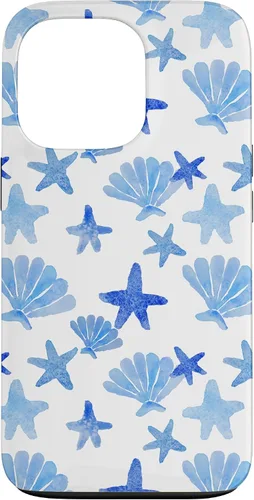 Vista 10 de Funda para iPhone 16 Coastal Nieta Azul Preppy Shells Estrellas de mar Océano Lindo Caso