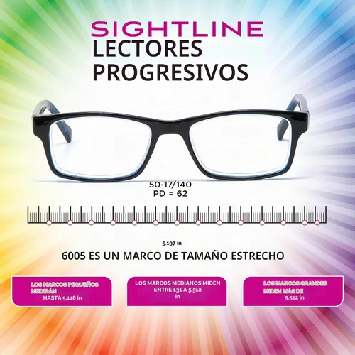 Vista 7 de Sightline Readers Progressive Multifocus Reading Glasses for Men and Women with Anti-Reflective & Easy-Adapt Lenses 6005