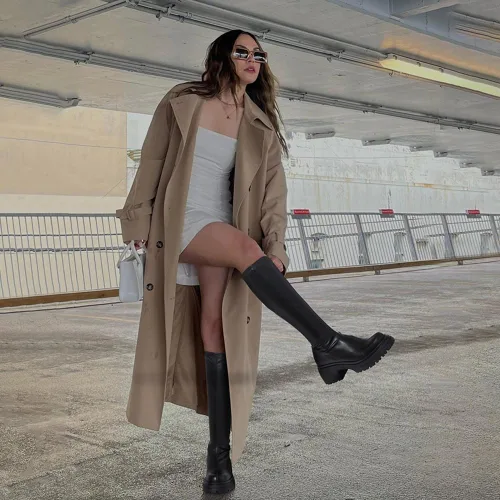 Vista 3 de VIMISAOI Botas de plataforma gruesa para mujer, con puntera redonda, góticas, hasta la rodilla, botas de media pantorrilla