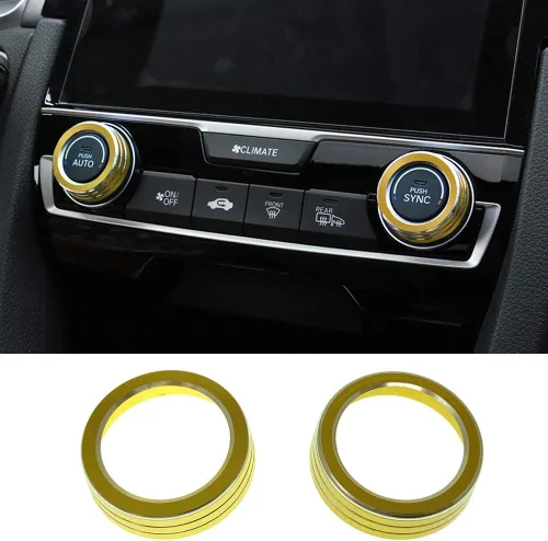 Vista 9 de 2 botones de aluminio para interruptor de CA, cubierta de aire acondicionado, control de clima, perilla de anillo para Honda 10ª generación Civic