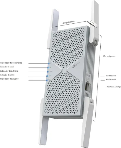Vista 9 de TP-Link BE6300 Wi-Fi 7 Extensor de alcance RE403BE con puerto de 2.5G Repetidor inalámbrico de doble banda de 6.3 Gbps Amplificador de señal