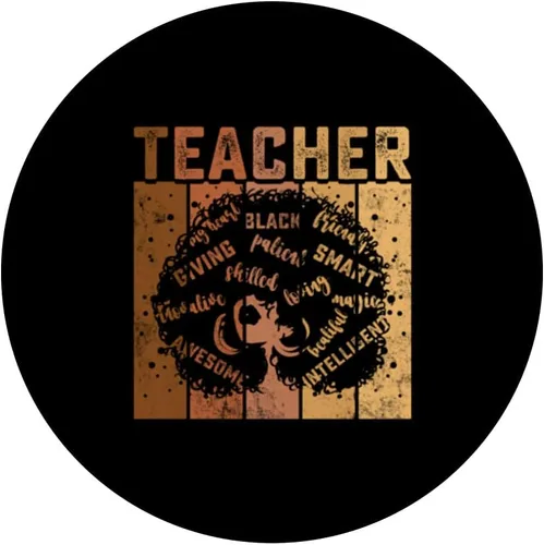 Vista 3 de Black Smart Teacher Afro Love Melanin African American Women PopSockets Swappable PopGrip
