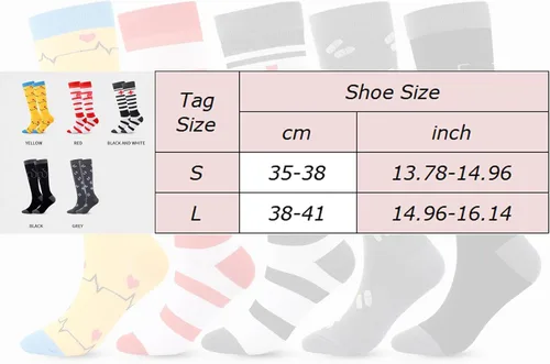 Vista 2 de Medical Compression Socks For Women & Men Stripe Print 20-30Mmhg Knee High Socks Is Best Support For Nurses Running,Athletic