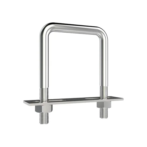 Vista 13 de Pernos en U cuadrados de acero inoxidable 304 de 2" (50 mm) de ancho interno, 4.72" (120 mm) de longitud, M10 con tuercas, placa de marco