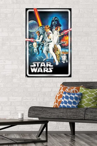 Vista 2 de Star Wars: A New Hope - Póster clásico de pared, 34 pulgadas de largo x 22.4 pulgadas de ancho, versión sin marco