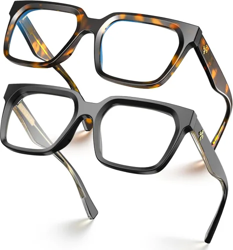Vista 14 de VISOONE Chunky Rectangle Oversized Blue Light Blocking Computer Glasses Clear Lenses Cute Fake Large Frame Preppy Stylish Designer Fashion Screen
