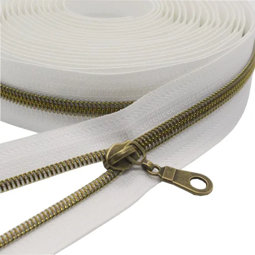 Vista 11 de YaHoGa #5 Cremalleras metálicas de nailon color latón antiguo de The Yard Bulk Cinta beige de 10 yardas con 25 unidades de tiradores para costura