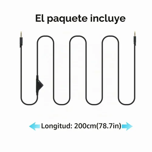 Vista 8 de Wigearss 2M 6.5 pies de repuesto de cable de auricular - negro