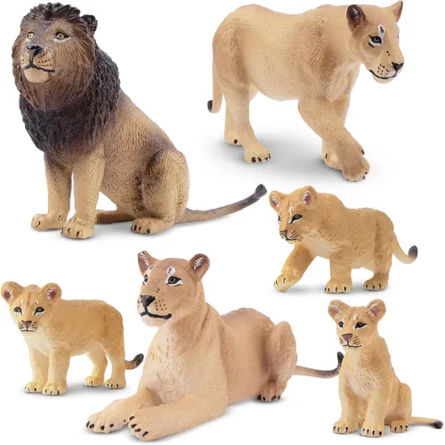Vista 10 de Toymany 6 figuras realistas de tigres blancos con cachorros de tigre, figuras familiares de animales de la selva de 2 a 6 pulgadas, incluye tigres