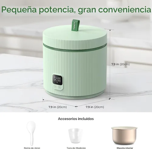 Vista 3 de TOKIT Olla Arrocera Pequeña 3 Tazas Sin Cocinar/6 Tazas Cocidas, Olla Arrocera Mini Moderna Multifuncional con Temporizador de 24 H y Calentador