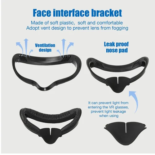 Vista 5 de for MetaOculus Quest 2 AccessoriesVR Controller Gips CoverVR Shell CoverVR Facial Vent Soft Interface Bracket Accessory 5-in-1 SetBlack