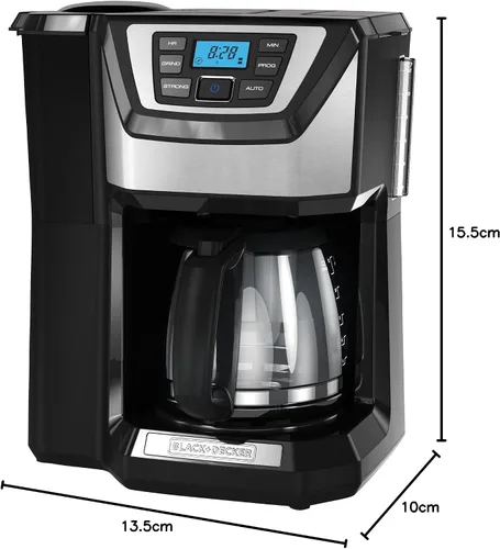 Vista 9 de Black and Decker BLACK+DECKER - Cafetera de 12 tazas para moler y preparar café, color negro, CM5000B