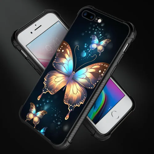 Vista 140 de Funda compatible con iPhone 8, a prueba de golpes, antiarañazos, bandera de ciervos de cola blanca de grano de madera estadounidense