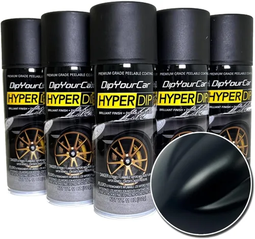 Vista 5 de DipYourCar HyperDip - Pintura pelable para automóvil, paquete de 2 pinturas en aerosol para ruedas, emblemas, espejos y más, color plata de fábrica
