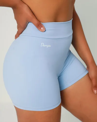 Vista 5 de Danysu Pantalones cortos de entrenamiento con corte en V, pantalones cortos de entrenamiento de cintura alta, pantalones deportivos para gimnasio