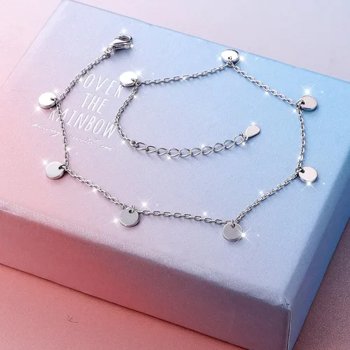 Vista 5 de Tobillera para mujer y niña, S925 plata de ley, ajustable, estilo de playa, joyería pulsera para tobillo