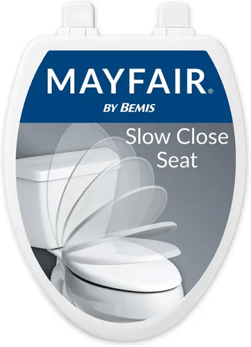 Vista 15 de Asiento de inodoro Mayfair Linden de cierre lento, madera antideslizante resistente, fácil instalación, fabricado en EE. UU., redondo, blanco