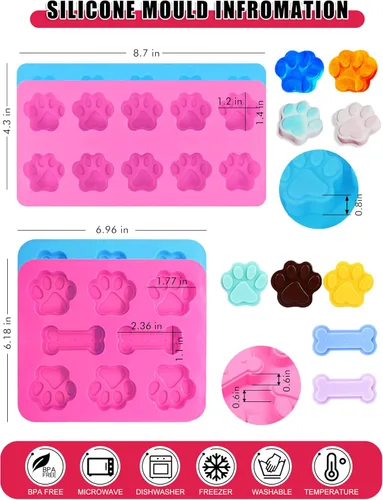Vista 3 de Moldes de Silicona Caseros para Golosinas de Perros - Cortadores de Galletas para Golosinas de Perros - Recetas de Golosinas para Perros, Moldes