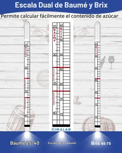 Vista 5 de CIMALAB Kit de prueba de hidrómetro de jarabe de arce, hidrómetro para fabricación de jarabe de arce, kit de hidrómetro de jarabe de arce con escala