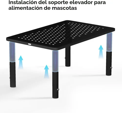 Vista 6 de Soporte de alimentación automático ajustable para gatos, soporte elevado para comida para gatos, color negro Lifted Cat Food Table Station,Raises
