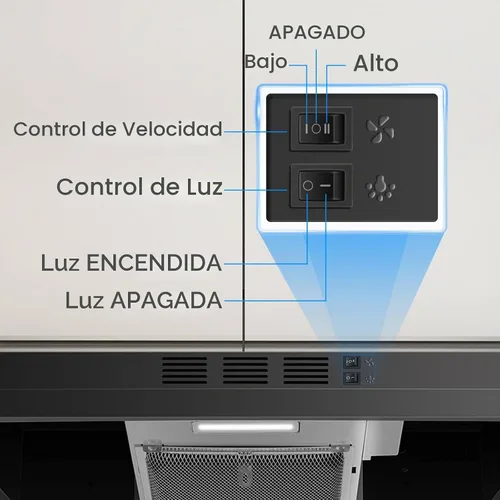 Vista 5 de SNDOAS Campana extractora negra de 24 pulgadas, Campana extractora sin conductos para debajo del gabinete, Campana extractora de cocina de acero