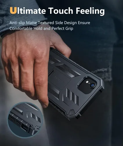 Vista 7 de FNTCASE Funda para iPhone XR: [Protector de pantalla y soporte integrados] [Protección contra caídas de grado militar] Funda de teléfono resistente