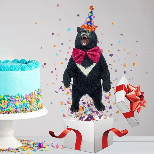 Vista 9 de Juguete de oso negro para niños, figura de juguete de oso safari, figura de acción de animales salvajes, ideal para regalo de niños, premios