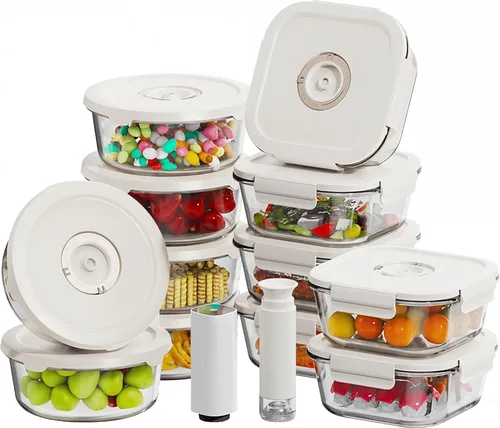 Vista 12 de HOLDN' STORAGE - Recipientes de almacenamiento de alimentos con sellado al vacío, juego de 4 Glass Containers, One Electronic Pump, Keep Food