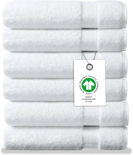 Vista 23 de Toalla de baño de felpa de algodón orgánico de lujo Certificado GOTS y OEKO-TEX Toallas de calidad hotelera premium Tecnología Feather Touch