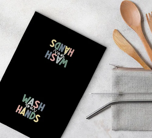 Vista 4 de Decoración de baño para niños, toallas y accesorios, decoración de cocina para niños pequeños, lávate las manos, toallas de cocina negras bohemias