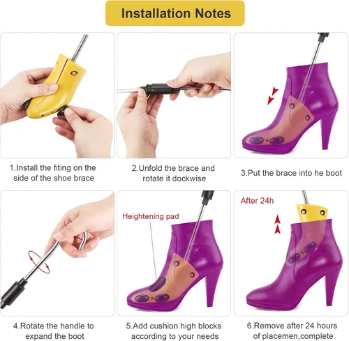 Vista 5 de Jrooupmy Estirador de zapatos para botas, 1 par de estiradores de botas de cuero, estirable de botas vaqueras para mujer 5.5-10