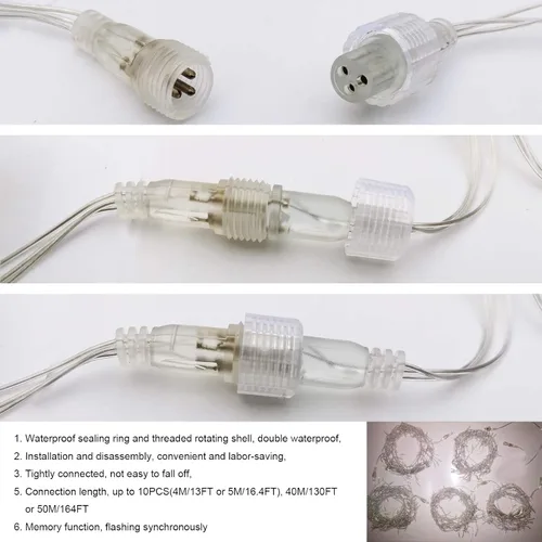Vista 5 de GTSYDING - Luces LED de carámbano, 13 pies, 96 luces LED, 8 modos, cortina de ventana extensible, hada, Navidad, techo, colgante, luz parpadeante