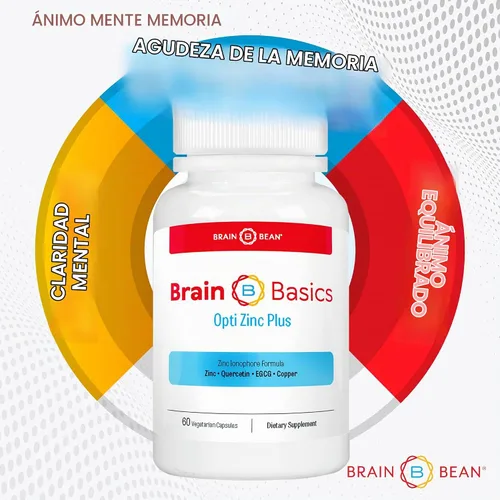 Vista 7 de Brain Basics Opti Zinc Plus - Suplemento de zinc con quercetina, EGCG y cobre. Fórmula de apoyo inmunológico - 60 cápsulas